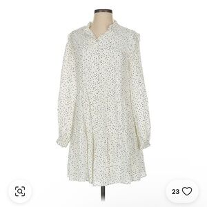 NWT Vineyard Vines Womens White Polka Dot Ruffled Tiered Shirt Dress Size Medium